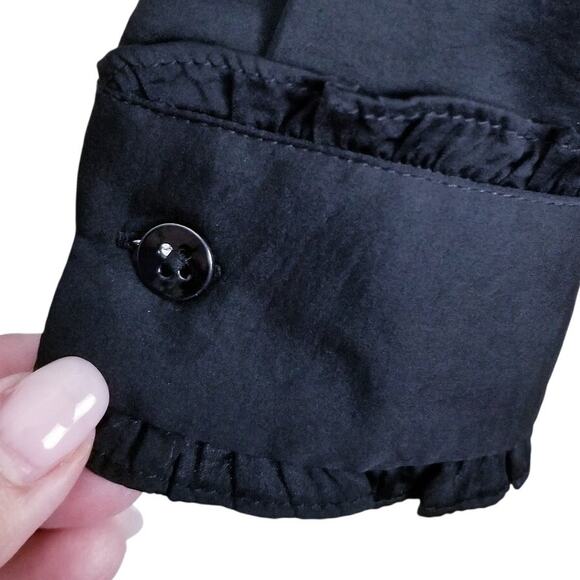 CAbi Classic Blouse Style #3599 Black Long Sleeves Ruffle Cuff - Size S - Picture 3 of 8